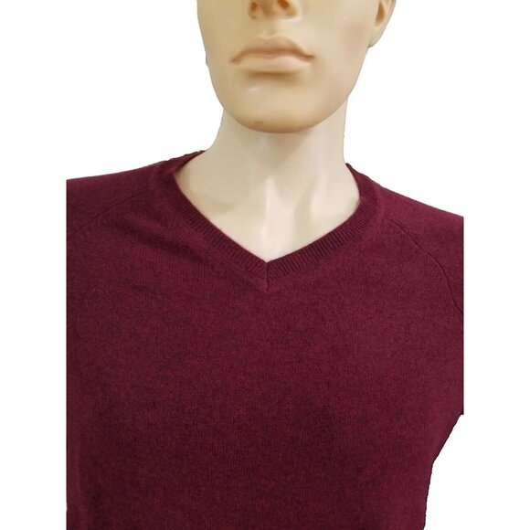 Buttoned Down Men's Sweater Size S 100% Pure Cashmere Burgundy V Neck (16) - Picture 2 of 12